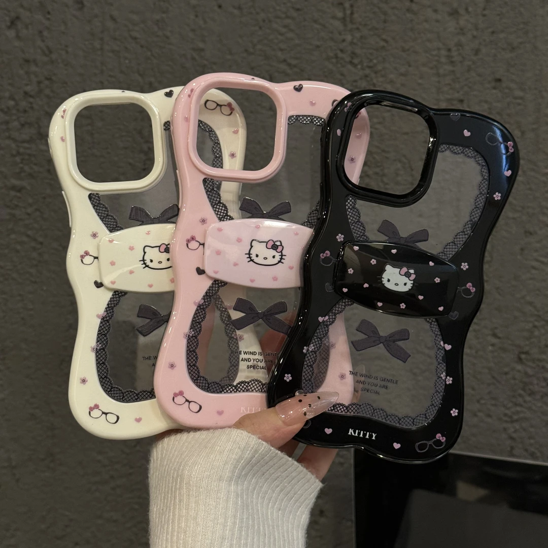 蕾丝边适用苹果16Promax手机壳iPhone15蝴蝶支架13/14/15小众12女