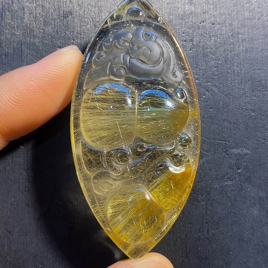 未镶嵌颈饰水晶天然金发晶吊坠