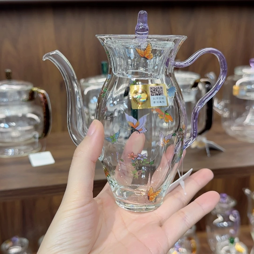 禾器蝶恋花花蓉壶浅紫色