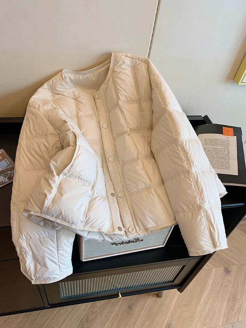 名媛气质圆领羽绒服外套女秋冬高级感小个子百搭短款保暖休闲上衣