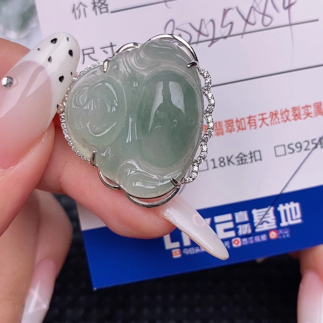 翡翠银S925镶嵌颈饰吊坠