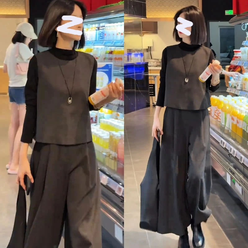 （有运费险）法式文艺气质休闲套装女2025秋季新款百搭高级感三件套