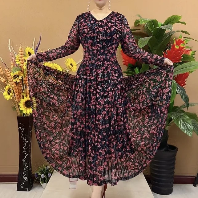 时尚碎花弹力大码连衣裙