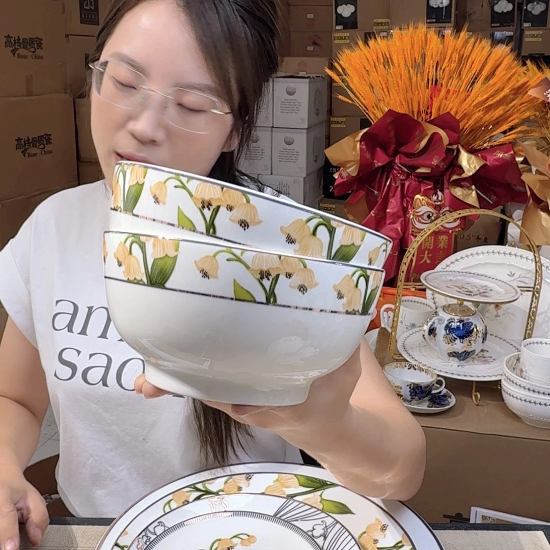 骨瓷高骨6英寸饭碗2只外贸骨瓷