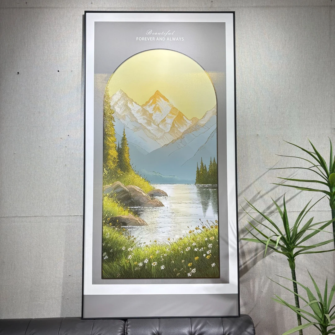 高端玄关装饰画大油画皮雕入户正对墙画走廊过道挂画轻奢简约076