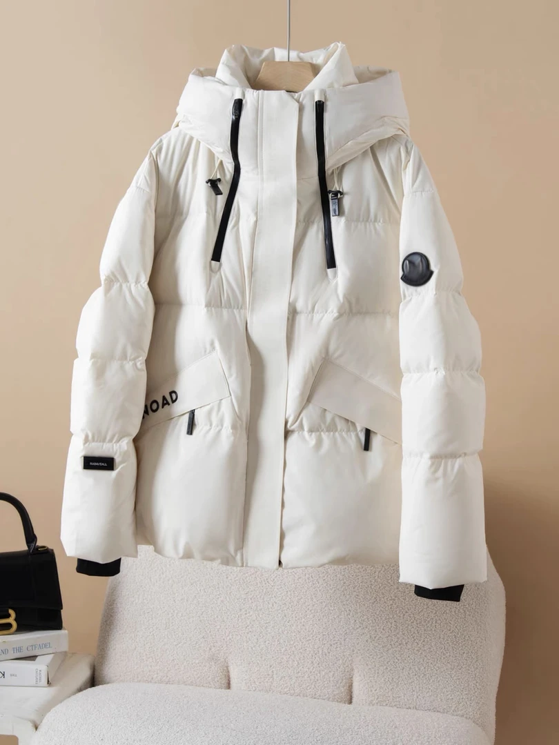 工装风抗寒保暖休闲多拉链90白鸭绒外套宽松百搭连帽羽绒服潮K040