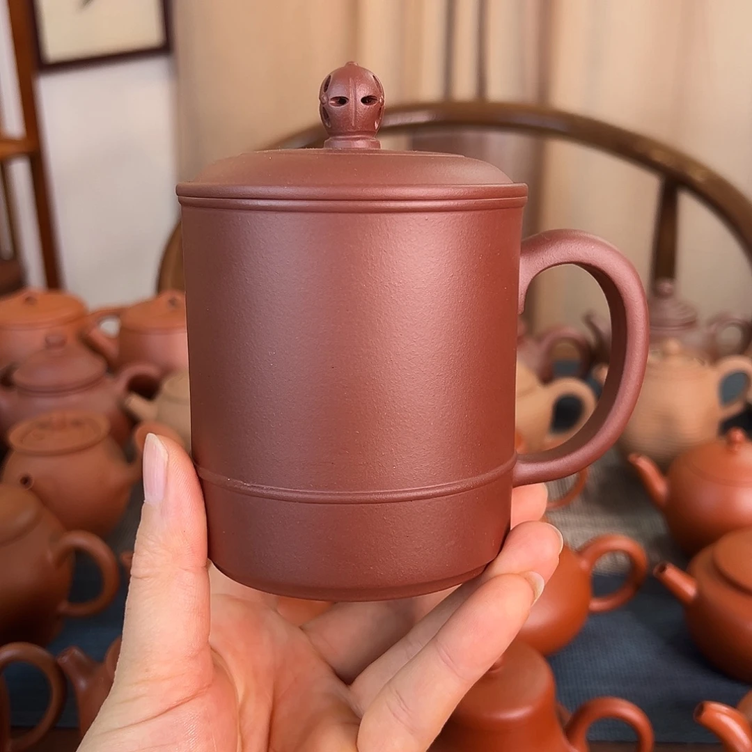 紫砂茶壶精品原矿 盖杯 单杯 紫泥 360cc