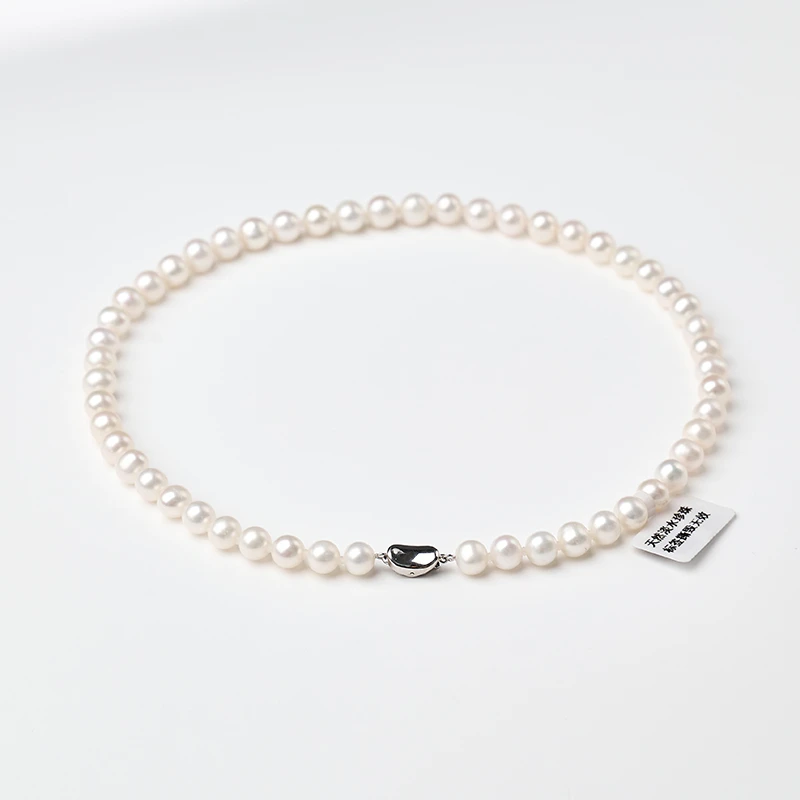 简约经典炫白天然淡水无核珍珠项链  8mm-9mm s925银百搭