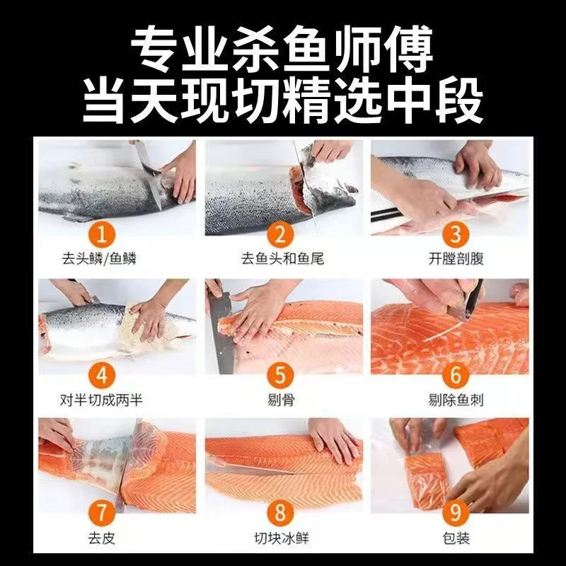 冰鲜进口法罗皇冠三文鱼冰鲜批发整条新鲜刺身级中断鱼腩生鱼片