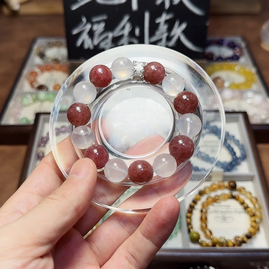 水晶手链合金奶白晶➕车厘子