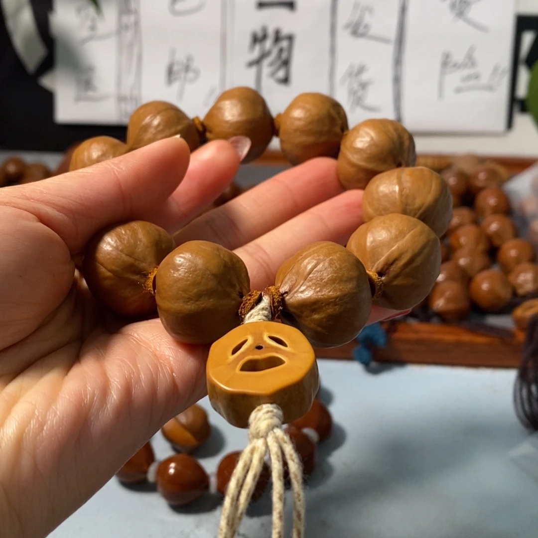 橄榄核手串引**型3222精品老树王铁核10+1颗+鬼脸