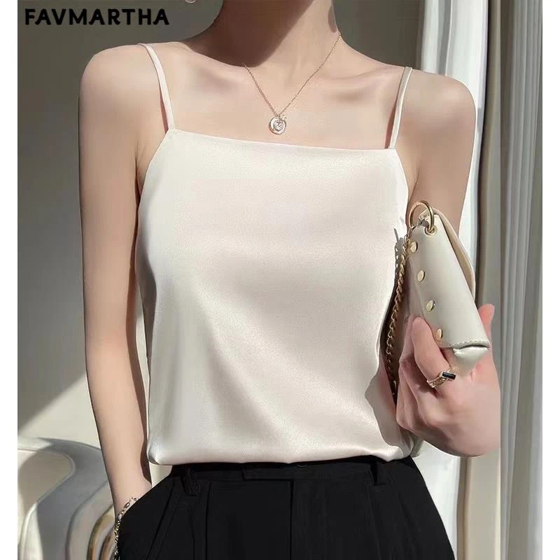 小吊带背心女白色显瘦美背夏季新款百搭外穿打底衫一字领宽松上衣