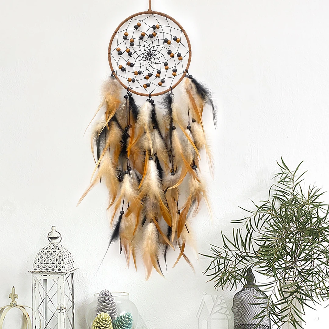 2025年新款波西米亚风捕梦网羽毛挂件复古家居装饰品摆件吊饰