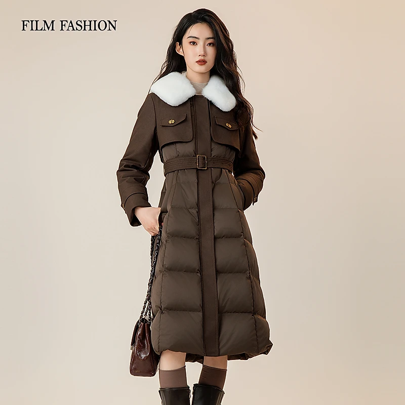 一电影一时装冬季新款收腰羽绒服中长款鹅绒女士保暖  FFDI142660