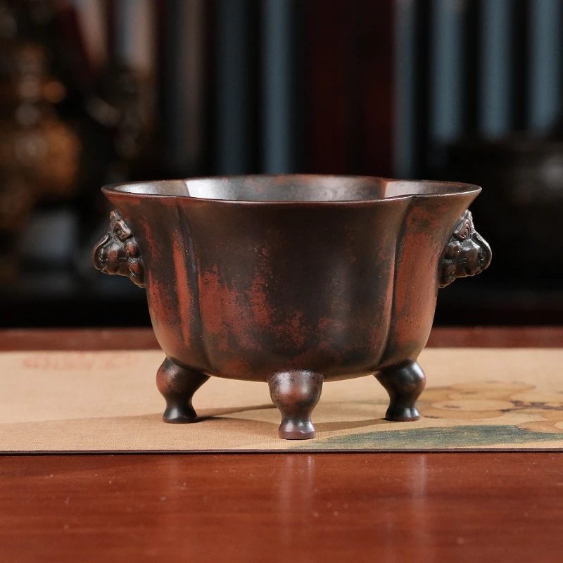 【还山老师作品】碳养海棠炉红斑绿锈碳养炉家用室内摆件