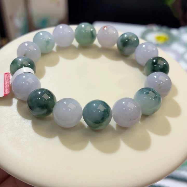 翡翠未镶嵌手链冰胶蓝飘卡12.5