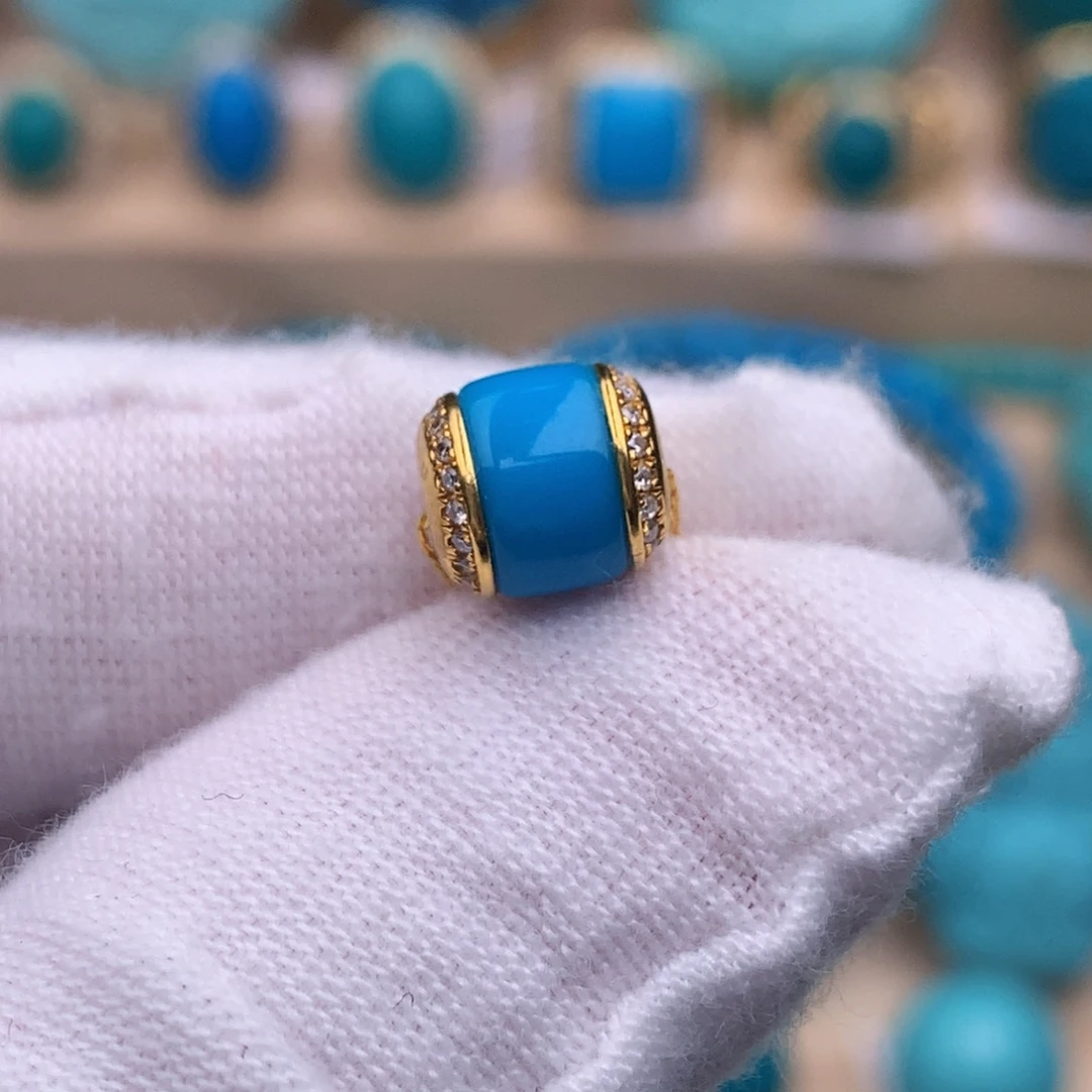 绿松石18K金镶嵌珠宝奇石7.4mm