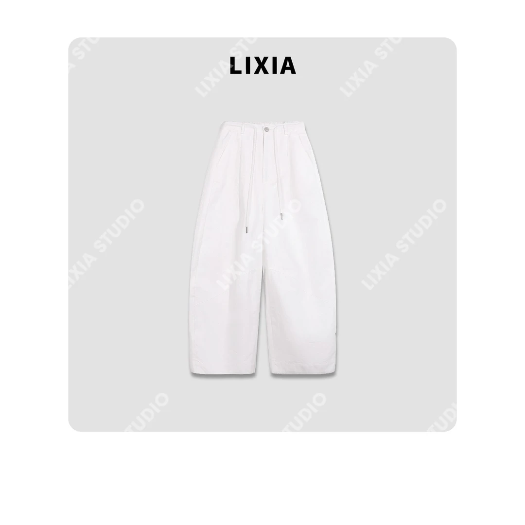 LIXIA【简易出行】ins风设计感高奢街头极简慵懒九分吊脚裤-D9215