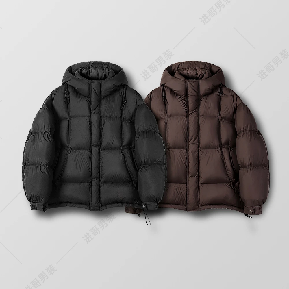 正2 90绒泡芙款连帽羽绒服时尚百搭男士冬季蓬松保暖白鸭绒宽松版