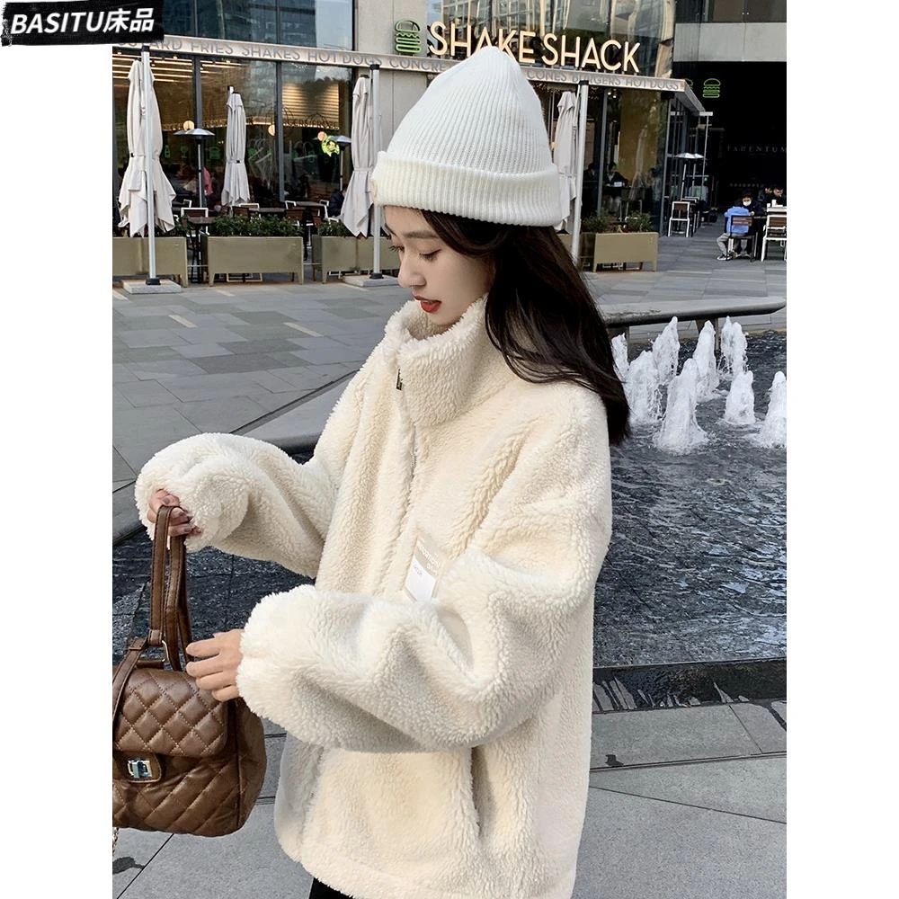 羊羔绒皮毛一体外套女秋冬2025新款宽松休闲冬季加厚彷羊羔毛上衣