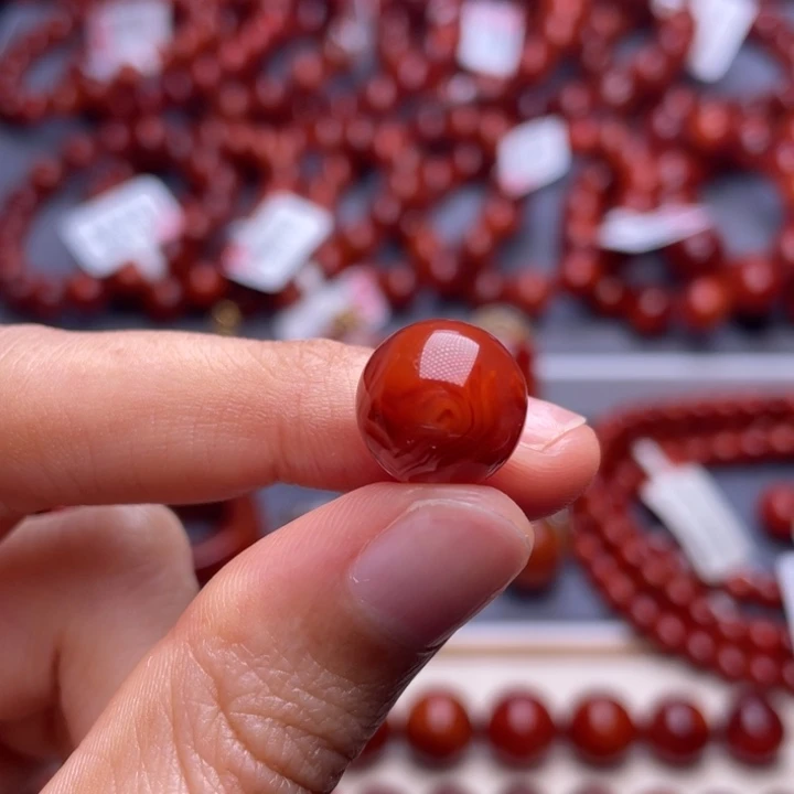 南红玛瑙未镶嵌其他（原矿）12mm高品瓦西玫红火焰圆珠