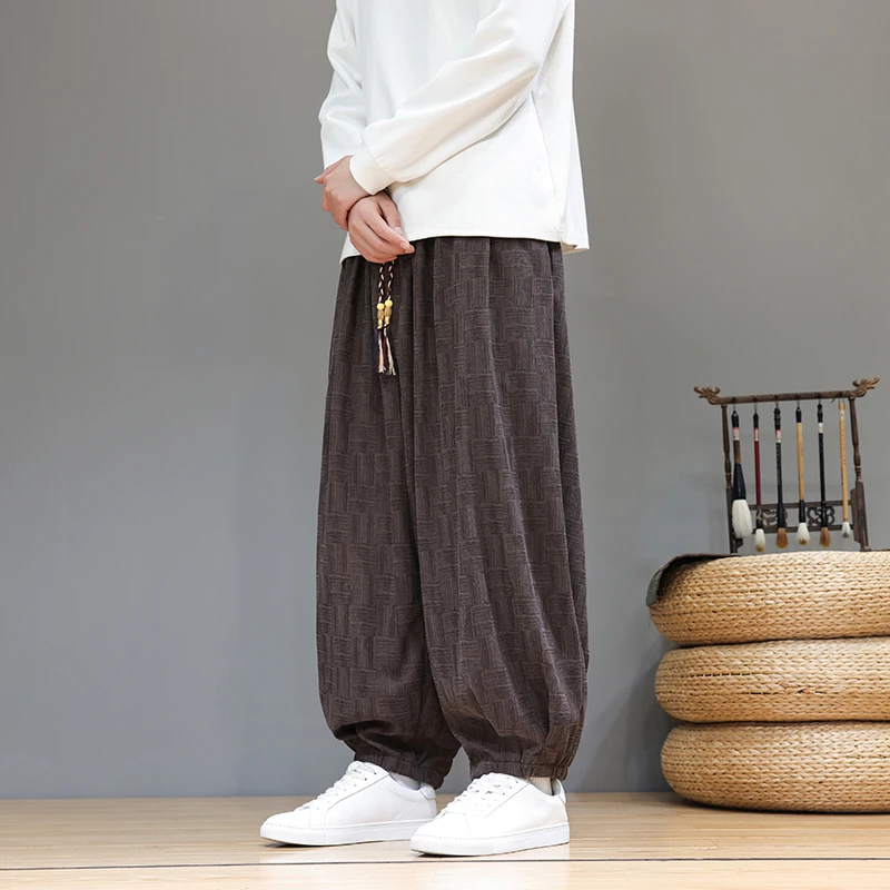 新国风秋冬季大码百搭宽松休闲灯笼裤新款男士灯芯绒阔腿束脚裤潮