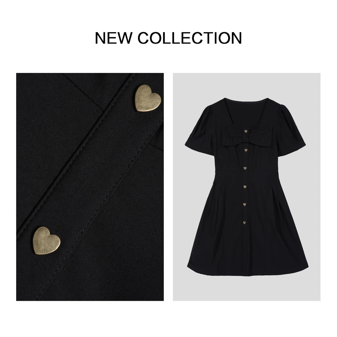 【冰冰家】蝴蝶结收腰显瘦短袖连衣裙L1F28118