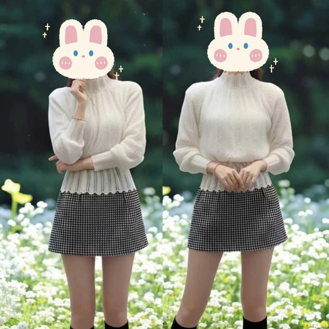 镂空秋季法式毛衣设计感毛针织衫+秋季显瘦时尚半身裙BB50505