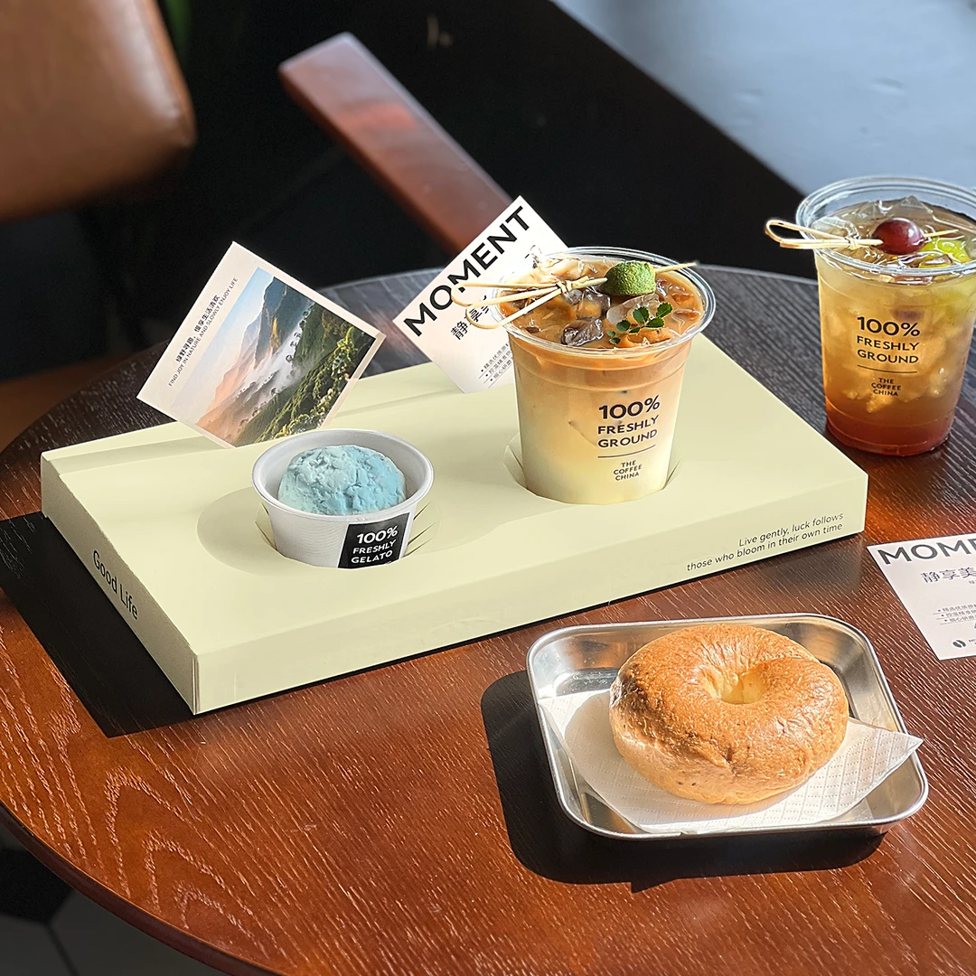 一次性citywalk咖啡杯纸杯托咖啡节展会双杯托盘外带打包商用定制