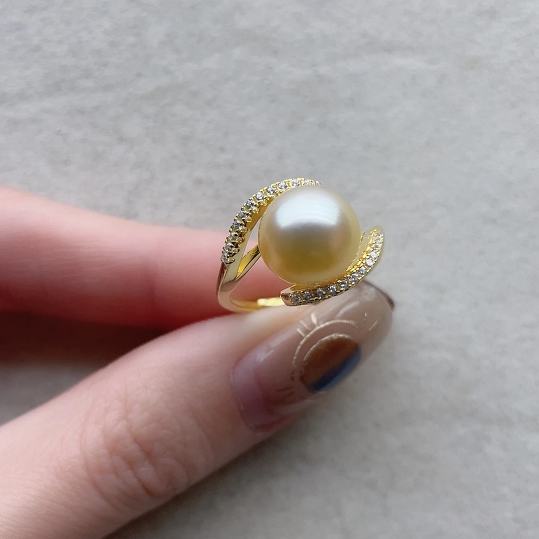 银S925镶嵌戒指18海水珍珠