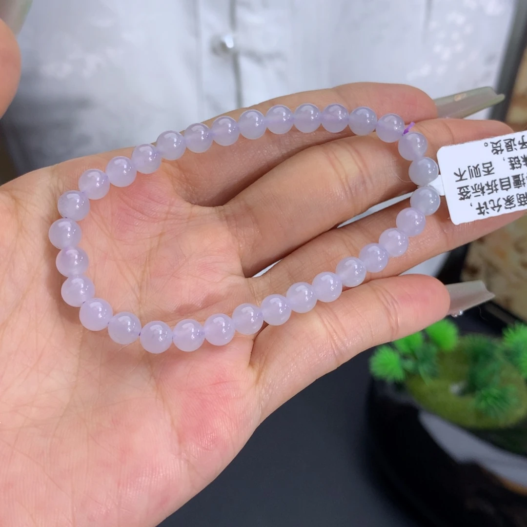 未镶嵌手链翡翠卡5.5冰胶淡淡紫手串