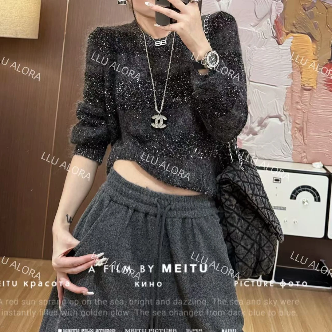 【LLU李】常规通勤毛针织衫圆领时尚百搭上衣毛衣LLU-013