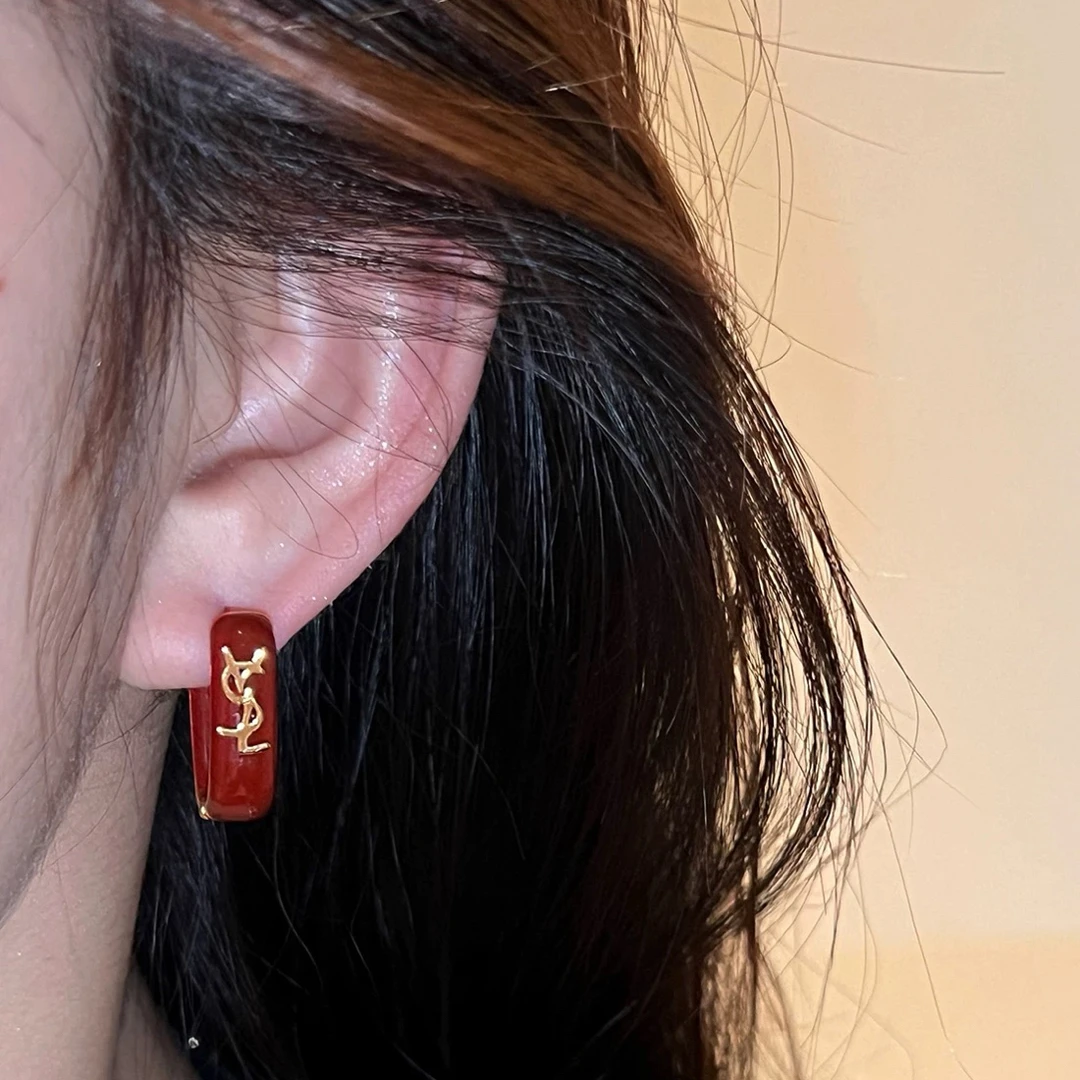 合金耳饰 新年红色杨树林轻奢高级感小众设计复古秋冬耳饰