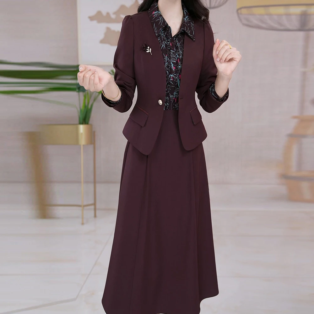 【西装外套+连衣裙】两件套2025新款气质时尚大气显瘦女装套装裙