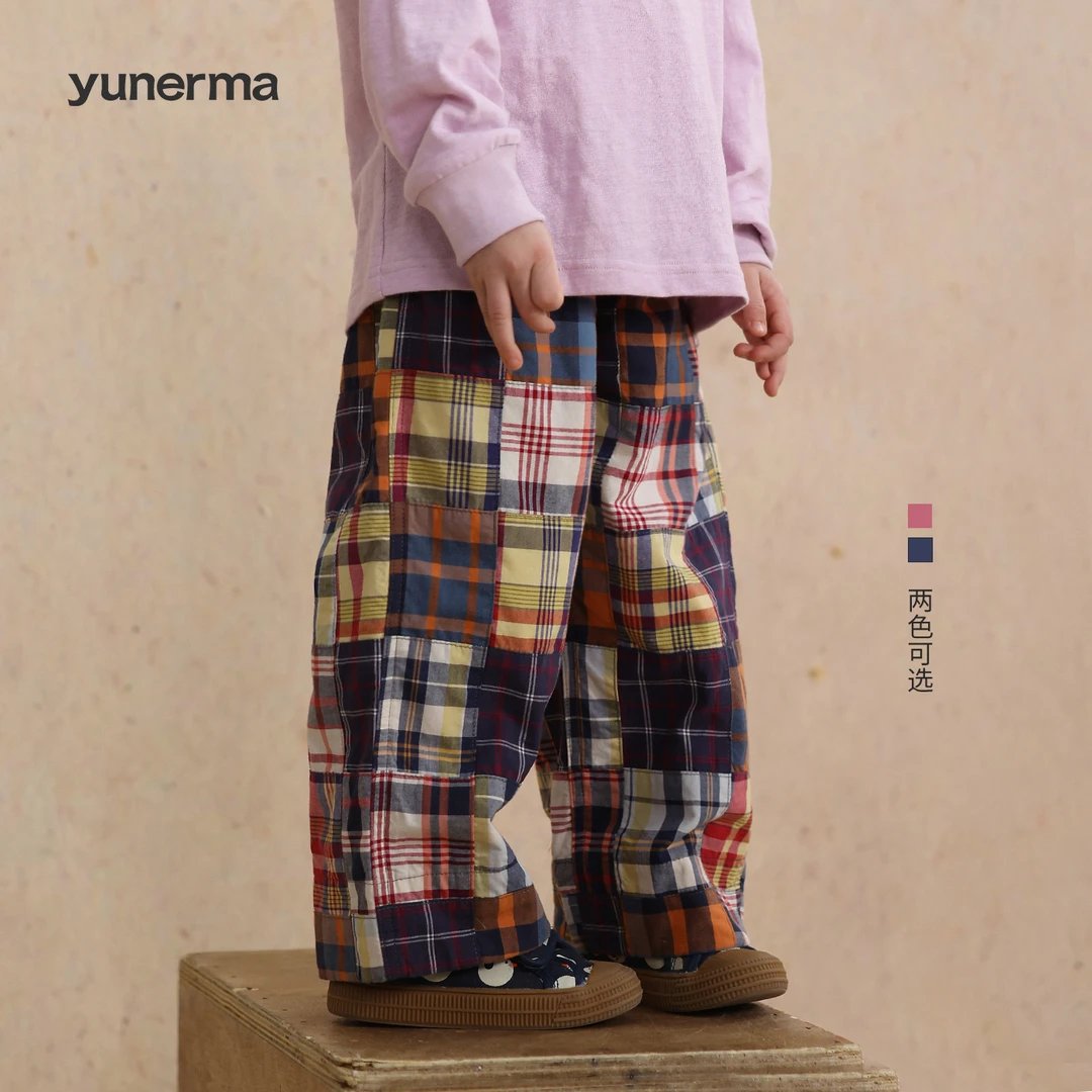 宝宝幼儿园日系格子休闲裤允儿妈女童春夏洋气长裤儿童纯棉裤子潮