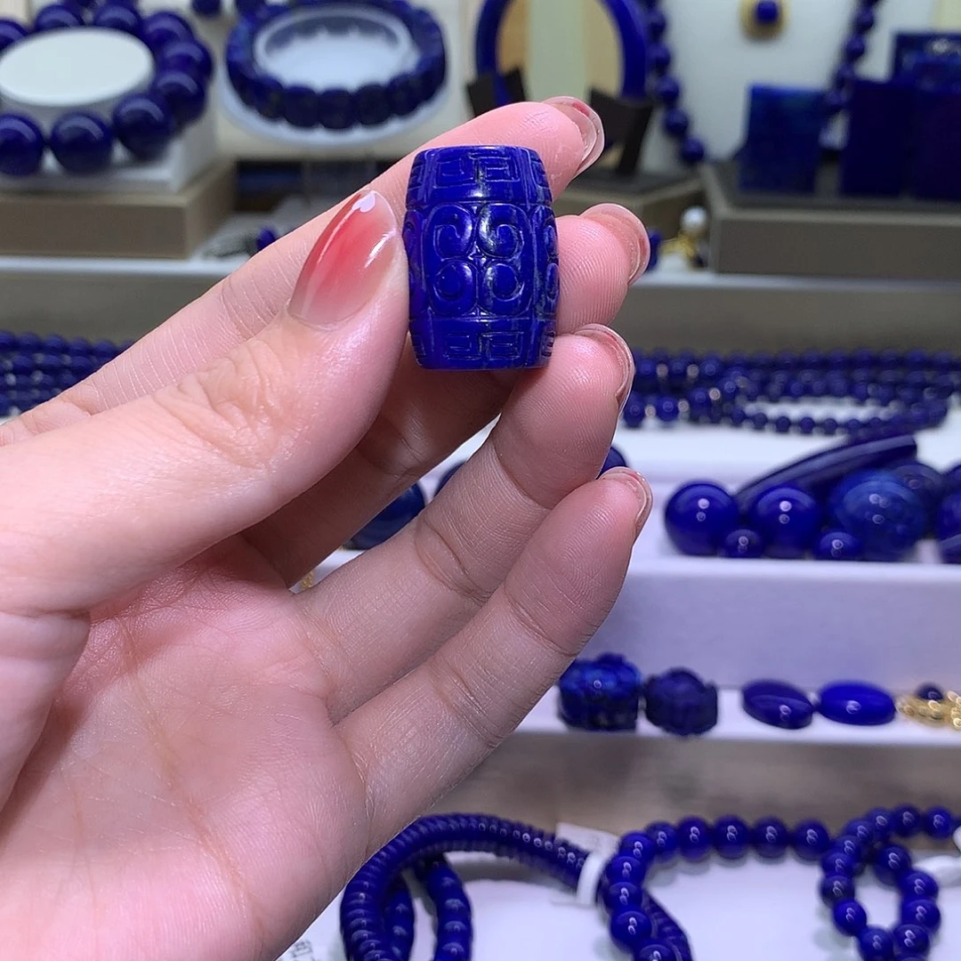 青金石未镶嵌天然原矿回纹珠18 m* 24.4 m