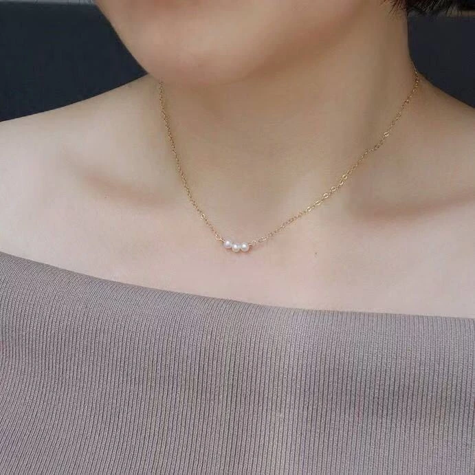 纯天然微笑女珍珠项链可调节延长链经典时尚精致100%天然珍珠项链