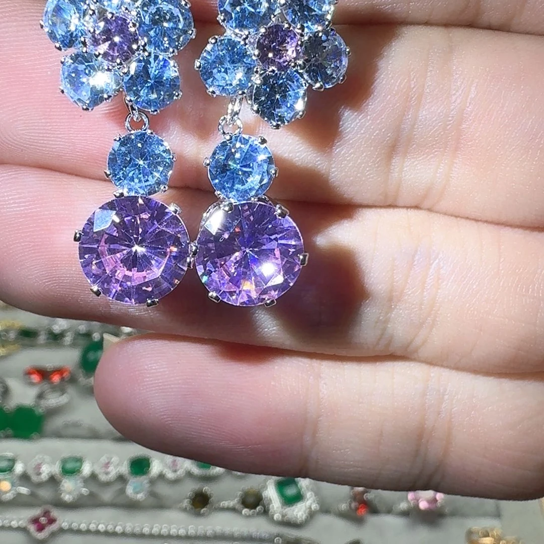 托帕石耳饰银S925镶嵌