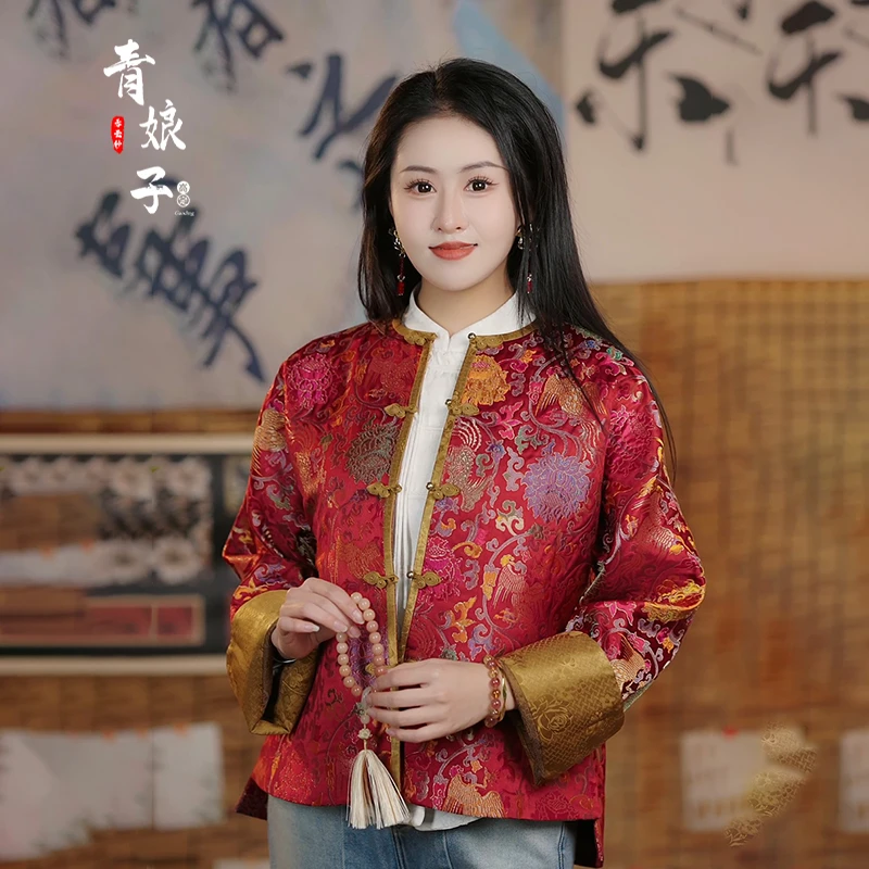 青娘子云锦妆花（洛柠）新中式时尚国风百搭宽松红色喜庆上衣60259