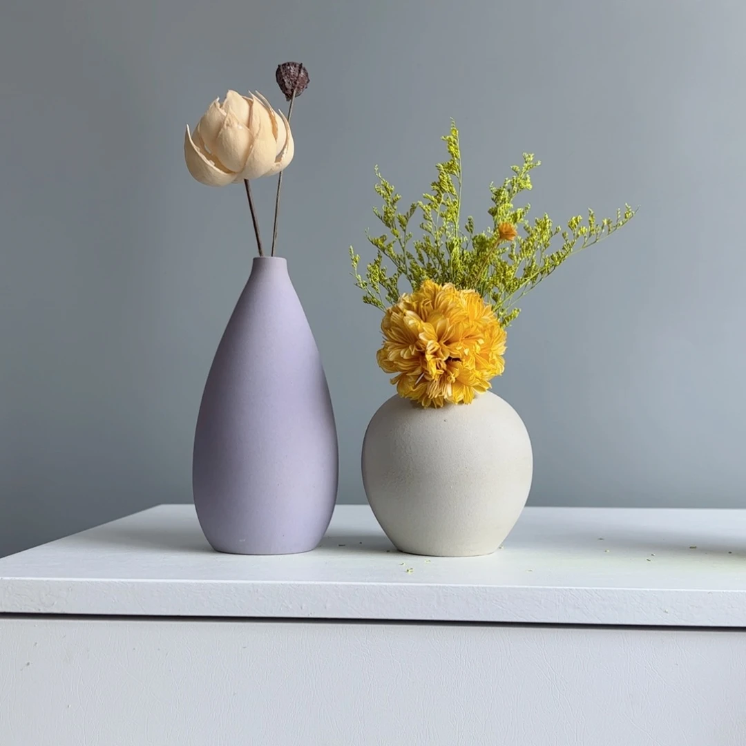 摆件陶瓷小花瓶摆件含花总高约20-30cm
