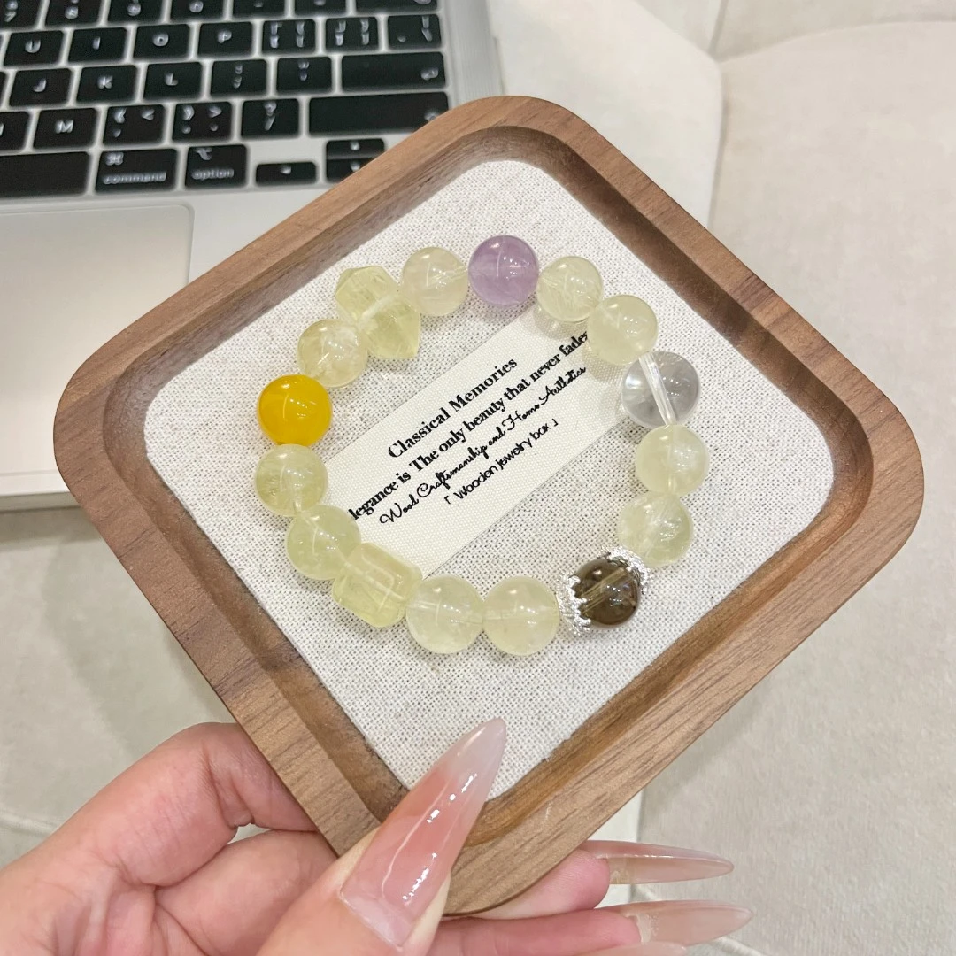 【步步高升】10-11m柠檬黄水+12紫水+12蜜蜡原创天然水晶TY209