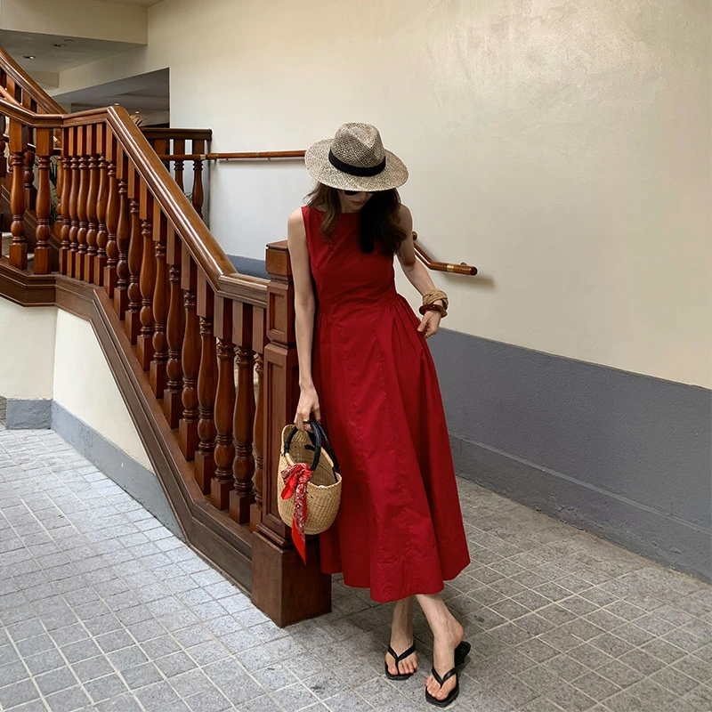 【ALONE SAVOR】肯豆裙 一字领骨感透气连衣裙Z139