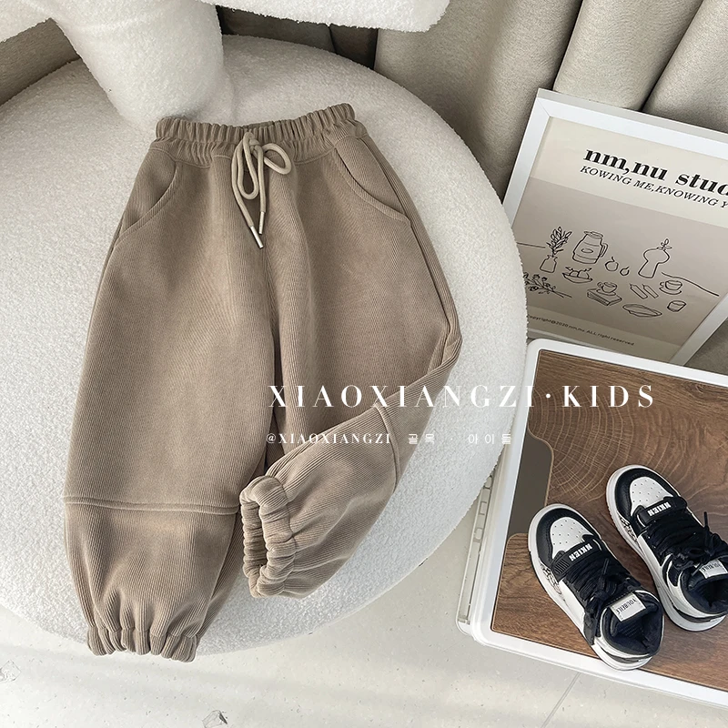 【Umi现货】男童潮流灯芯绒卫裤冬季保暖加绒加厚宽松裤子NXZ0020