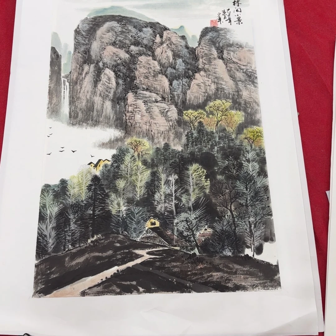 国画花鸟等图案为一体而得的