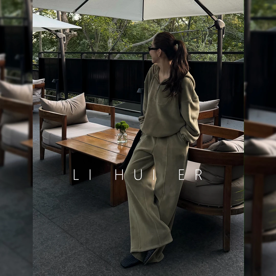 LiHuiEr李慧儿【野水松枝】2025百搭舒适艾绿色卫衣套装LL025885