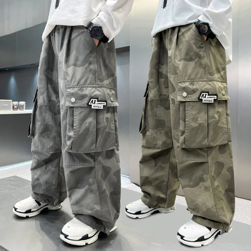 男童迷彩工装裤春秋直筒2025中大童休闲韩版长裤儿童裤子春季洋气