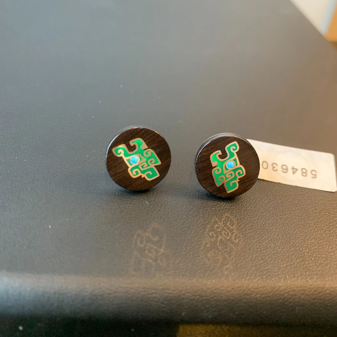御木 金银错耳钉 原创设计感珐琅青铜龙纹元素镶嵌时尚感精美耳钉