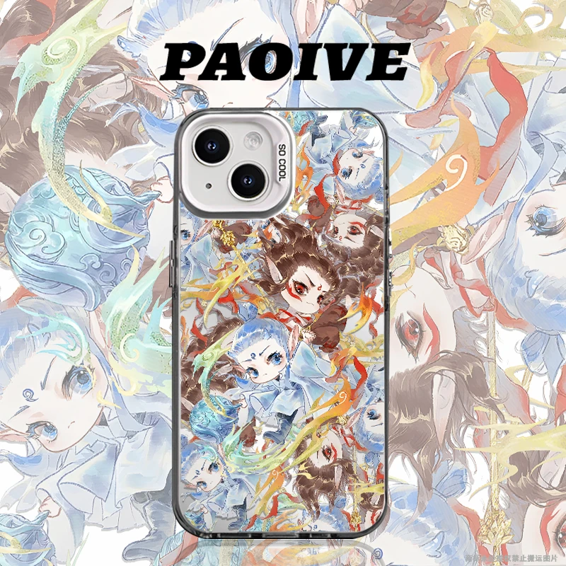 适用苹果华为vivo一加iPhone14小米手机哪吒敖丙支架彩银手机壳