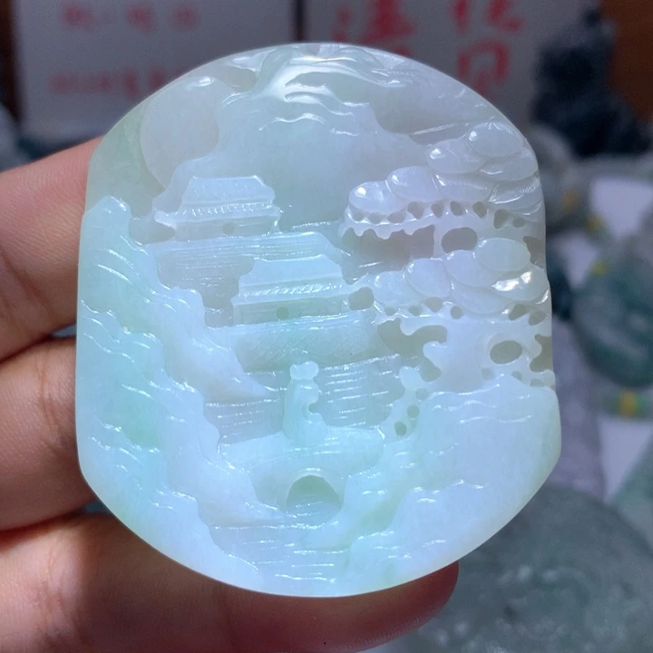 翡翠未镶嵌颈饰保真天然A货翡翠