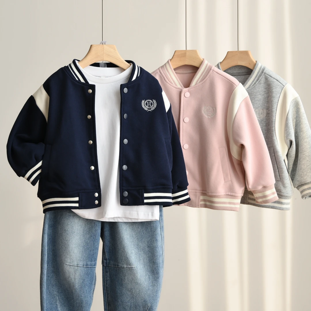 儿童撞色棒球服外套 男童女童款立领休闲开衫 上衣 春秋款 88489